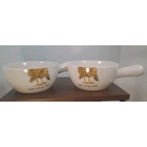 Set Of 2 Rae Dunn Artisan Collection Gobble Till You Wobble Soup Crock W/Handle